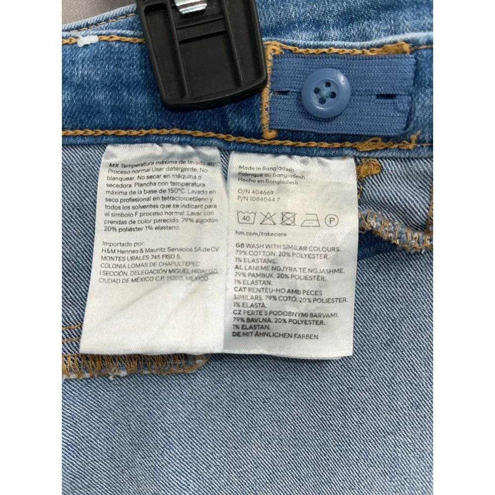 H&M Flare Low Waist Jeans Girls 14 Blue Denim Cotton Stretch Ankle‎ Slit Casual